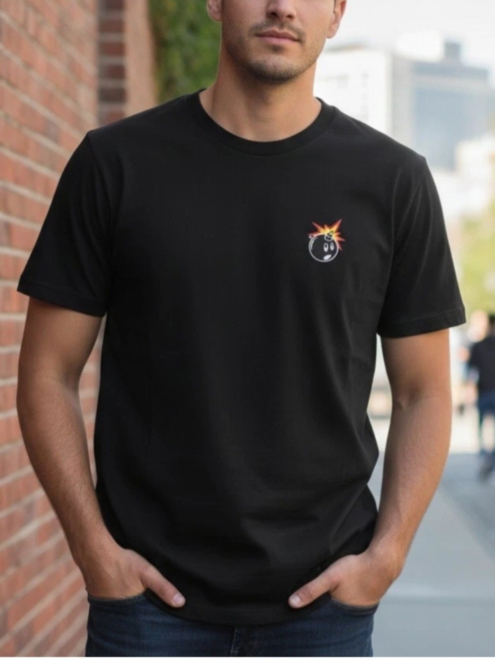 The Hundreds Bomb Logo Cotton Tee Black Men's M Streetwear Graphic T-Shirt